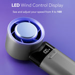 Regency Mini Handheld Fan with Ice Touch Technology, 100 Adjustable Speeds, 4000mAh Rechargeable Battery, USB-C Charging, Foldable Portable Fan with Smart Digital Display, Use for Home