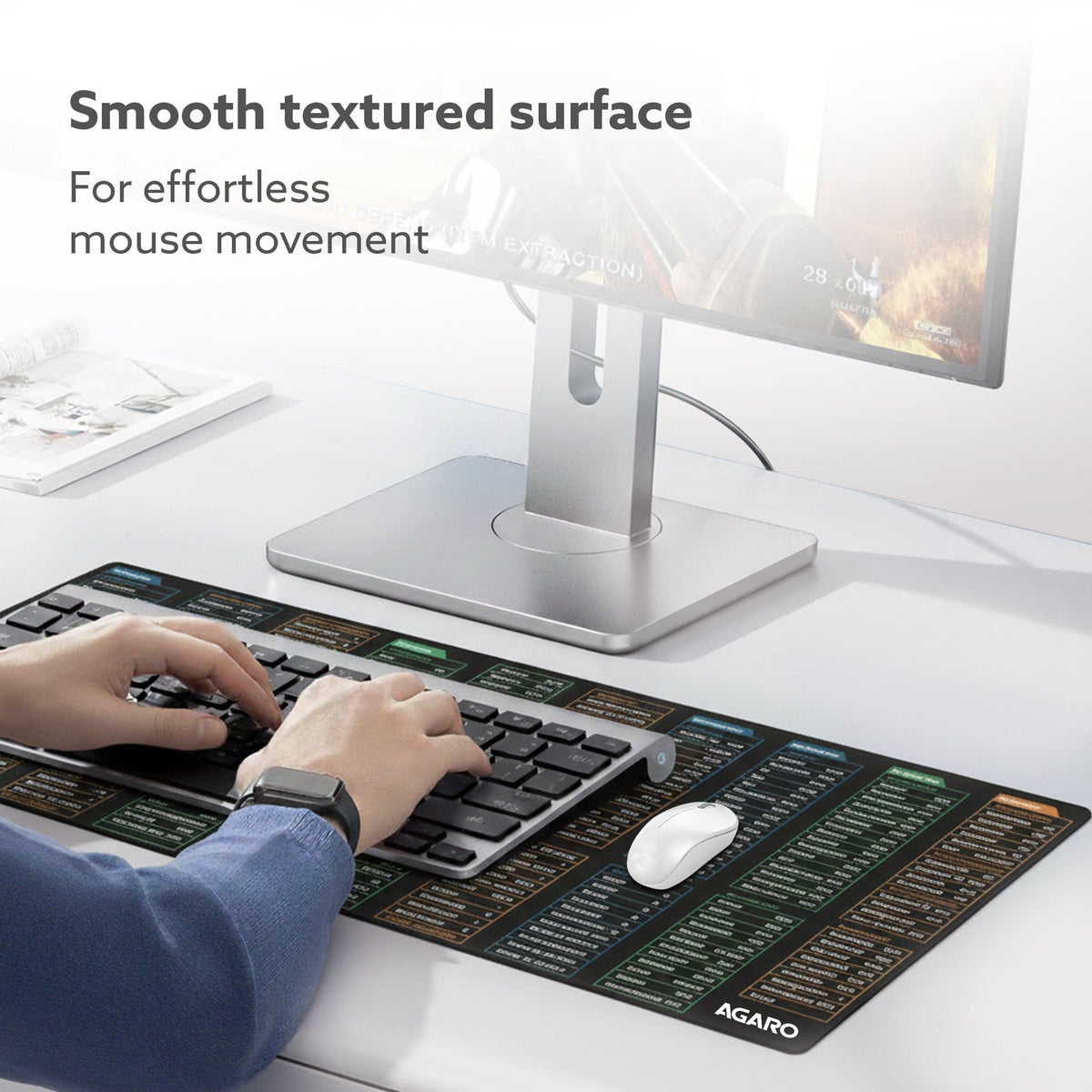 Keyboard Shortcut Deskmat, Extra Large Desk Mouse Pad with Windows & Office Shortcuts