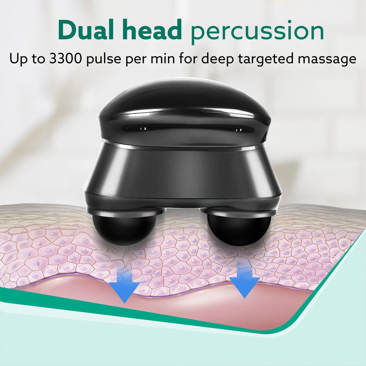 Regent Handheld Double Head Massager, 4 Massage Heads, 4 Modes, For Pain Relief and Relaxation, Neck, Back, Shoulder, Leg, Foot, Full Body Massager, Black