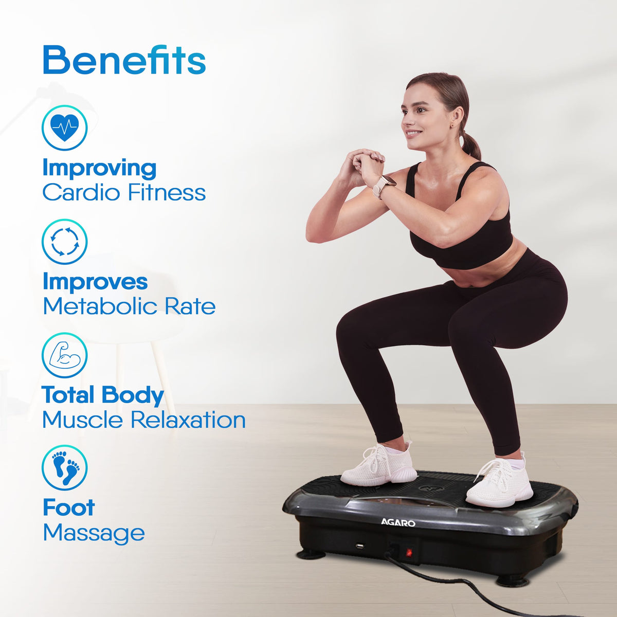 Regal Vibration Plate Massager, Home & Gym Workout Machine for Muscle Toning, Calorie Burning, Massaging & Weight Loss Comes with 5 Program Mode with Remote,2 Balance Straps, Black