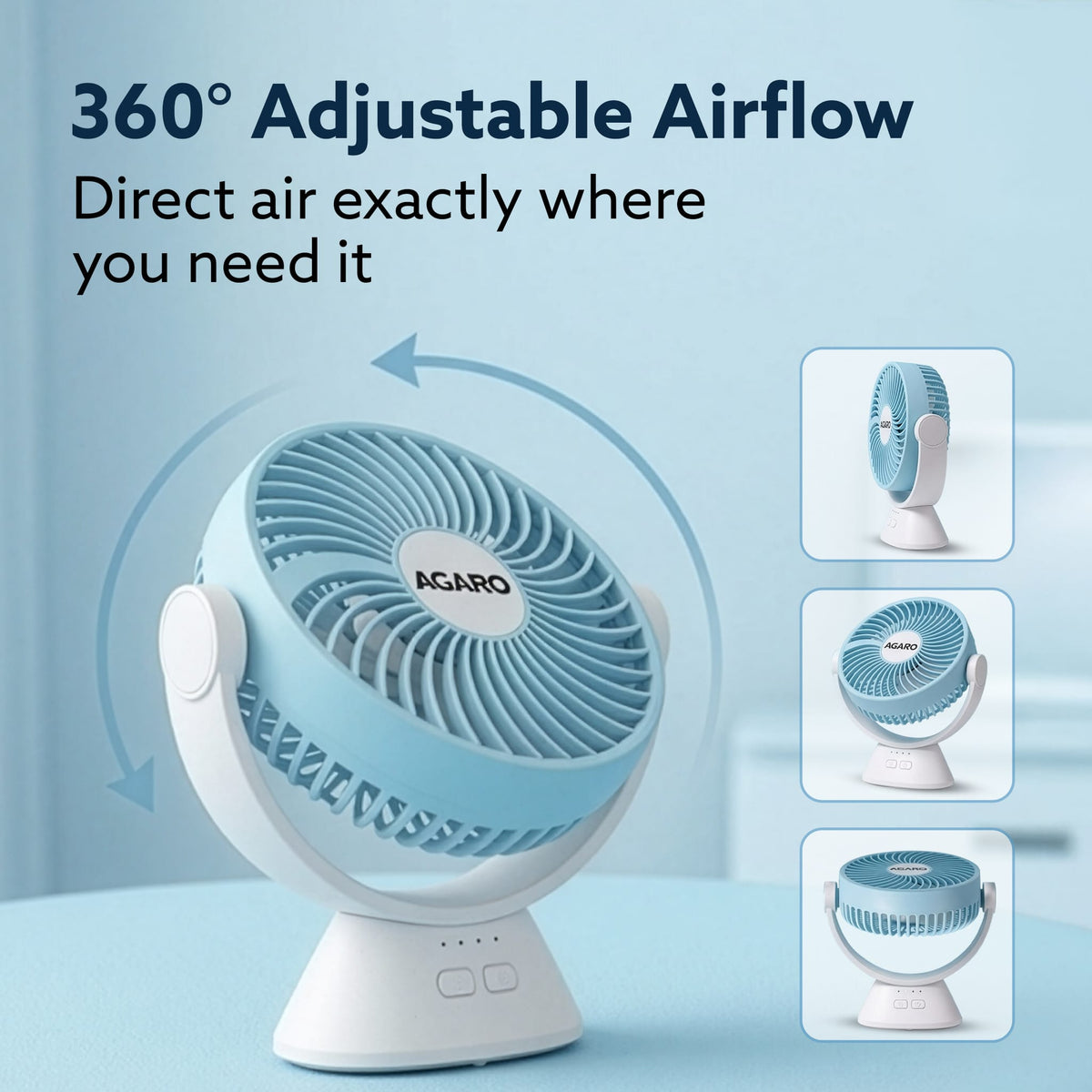 Delight Mini Desk Fan, Rechargeable & Portable