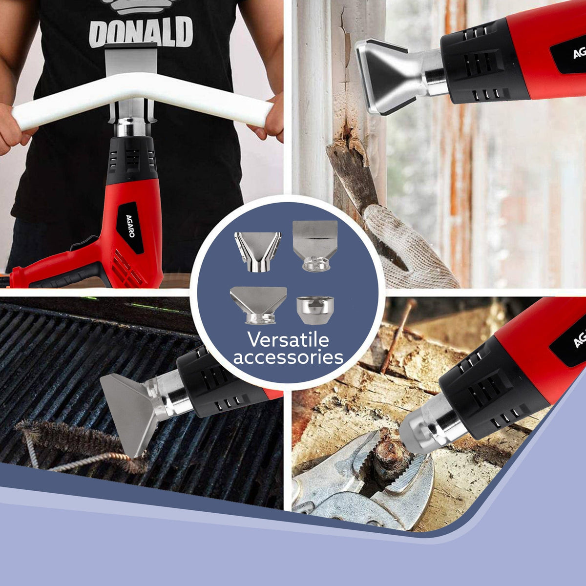 Heat Gun HG2120 2000Watt, Dual Temperature and Air Flow Control  with 4 Nozzle Attachments, Hot Air Gun Heating helps in Shrink Wrapping, Paint Removal, Rusted Bolt Stripping, Wire Shrinking, Crafting