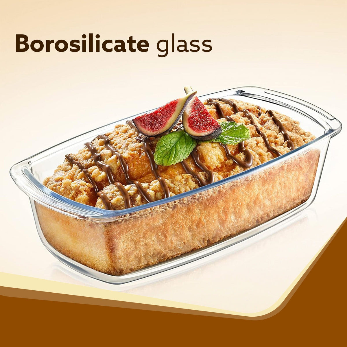 Elite Glass Loaf Tray Rectangular, 1800ml, Bake Safe, Oven Safe, Glass Dish Tray, Borosilicate Glass Tray, Serving Tray,  Microwave Oven Safe, Kitchen, Food Serving, Transparent