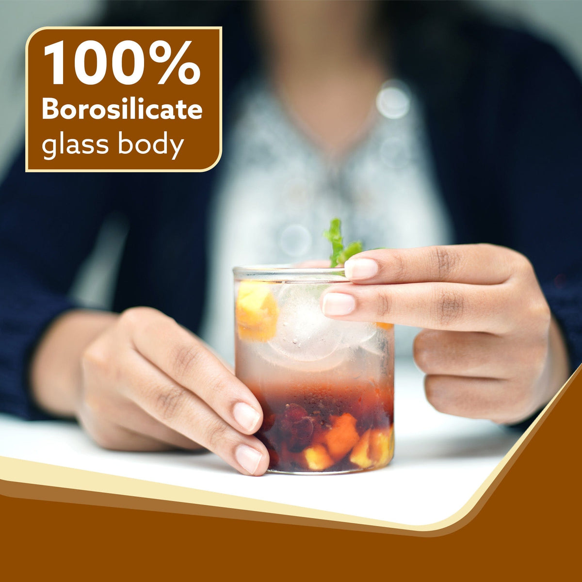 Elite Borosilicate Glass Tumbler, Serves Water, Cold Drinks, Juice, Milk, Pack of 6, 255 ml,  Flame Proof Glasses, Microwave & Dishwasher Safe, Transparent