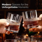 Elegant Whiskey Glass, Set of 6, 325ML, Crisscross Design, Crystal Clear, Perfect for Scotch, Whisky, Bourbon, Liquor, Wine, Cocktail Drinks , Stylish Design
