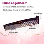 AGARO Hand Made Cellulose Acetate Comb HMC76, All Fine Tooth Dressing Comb, Smooth Rounded Teeth, Hair Styling, Hair Brushing, Hair Dressing, Brown