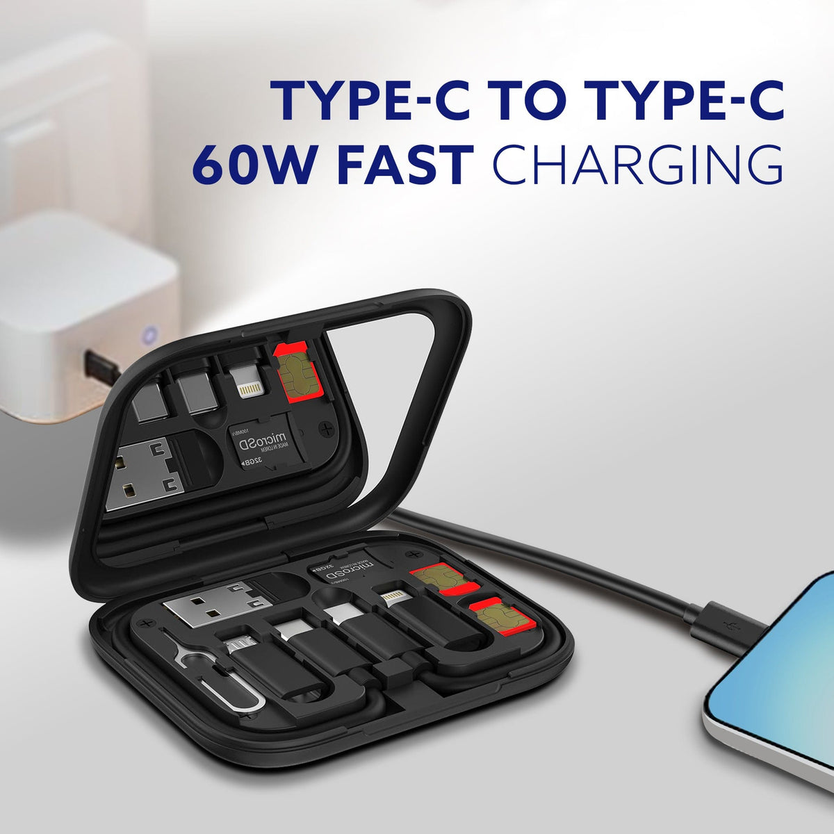 Snapcase 6-in-1 Multifunctional 60W Fast Charging Case With Mirror