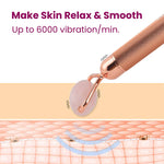 4-In-1 Electric Rose Quartz Face Roller with Gua Sha, Facial Roller Kit for Face, Eye, Neck, Anti-Aging Facial Massager for Anti-Wrinkles, Skin Firming and Lifting (Rose Gold)