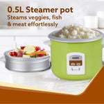 Marvel Electric Rice Cooker, 1.8L, 700W, Automatic Boiler, Steamer, Removable Aluminium Pot, Stainless Steel Lid, Keep Warm Function, Trivet Plate, Rice, Veggies, Green