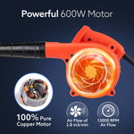 Regency Electric Air Blower, 600W, 13,000 RPM, 2.8 m³/min Airflow, Variable Speed Control, Red