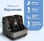 Rejoice Foot, Calf and Leg Massager with Lukewarm Heating and Vibration, 80W, 4 Motors, Rolling & Kneading Functions for Pain Relief & Improving Blood Circulation (Grey)