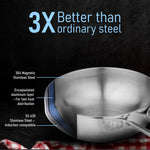 Stainless Steel Regency Triply Tadka Pan, 250 ml Capacity, 11 cm Diameter, 2.5 mm Thick Body, Induction & Gas Compatible, Riveted Handle, Silver