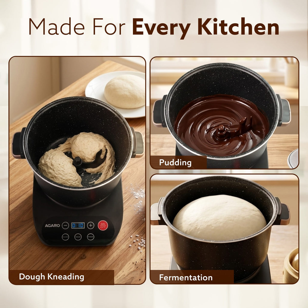 Regal Dough Maker Machine, 5L, 300W Electric Atta Maker with Automatic Dough Kneading, Ceramic-Coated Stainless Steel Bowl with lid
