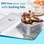 Airtight  Container, Food Storage Container With Lid, Multipurpose Kitchen Container, Rectangular Plastic Body, Leak Proof, BPA Free, Capacity 500ML, 1L, 1.5L, Set of 3
