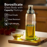 Elite Borosilicate Glass Oil Dispenser With Capacity Markings, Pack of 2, 500 Ml each, Metallic Lid, Oil Bottle Jar, Transparent