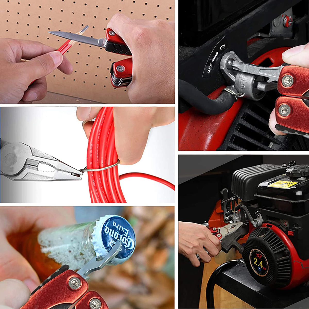 12-in-1 Multi Tool Plier, Hardened Steel, Multipurpose Plier, Knife, Saw, Cable Cutter, Wire Stripper, Screwdriver And More, Ideal For Home, Office,Red
