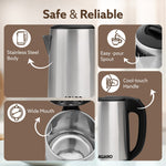 AGARO Sonnet Electric Kettle, 1.5L, 1500W, Stainless Steel Body