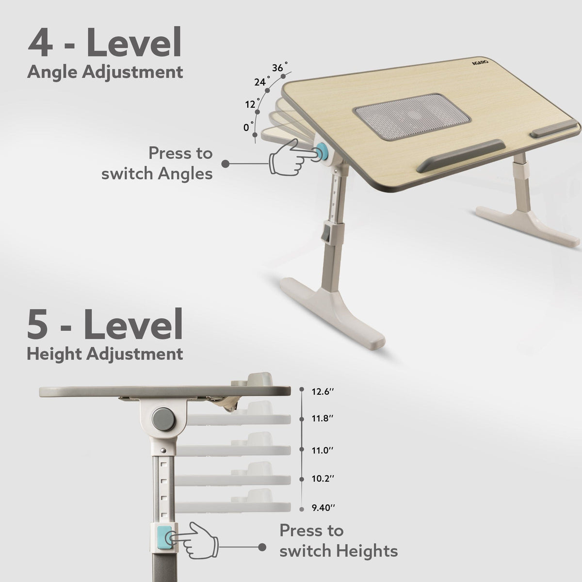 Laptop Table with 1800 RPM USB Cooling Fans