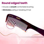 AGARO Hand Made Cellulose Acetate Comb HMC73, All Fine Tooth Dressing Comb, Smooth Rounded Teeth, Hair Styling, Hair Brushing, Hair Dressing, Brown