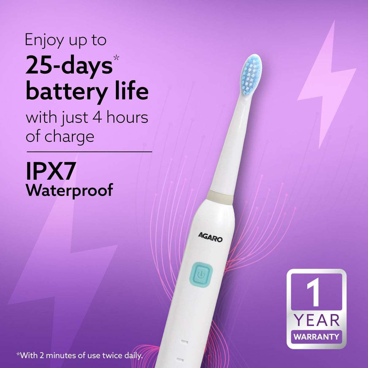 COSMIC Lite Sonic Electric Toothbrush For Adults With 6 Modes, 3 Brush Heads