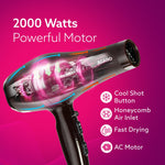 HD-1120 2000W AC Professional Hair Dryer with Comb, Concentrator & Diffuser Nozzles, Hot & Cold Air, 2 Speed & 3 Temperature Settings with Cool Shot, Hair Dryer & Blower for Men & Women (Brown)