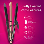 3in1 Hair Styler, Straightener, Crimper, Curler For Women HS1119, Keratin Infused Ceramic Coated Plate, Variable Style Settings, Hair styling, Colour Black & Rose Gold