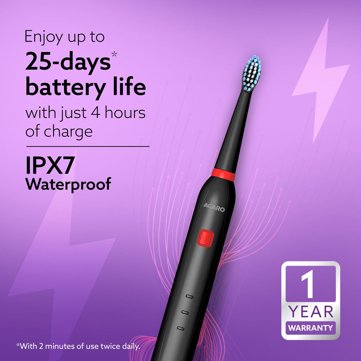 COSMIC Lite Sonic Electric Toothbrush For Adults With 6 Modes, 3 Brush Heads