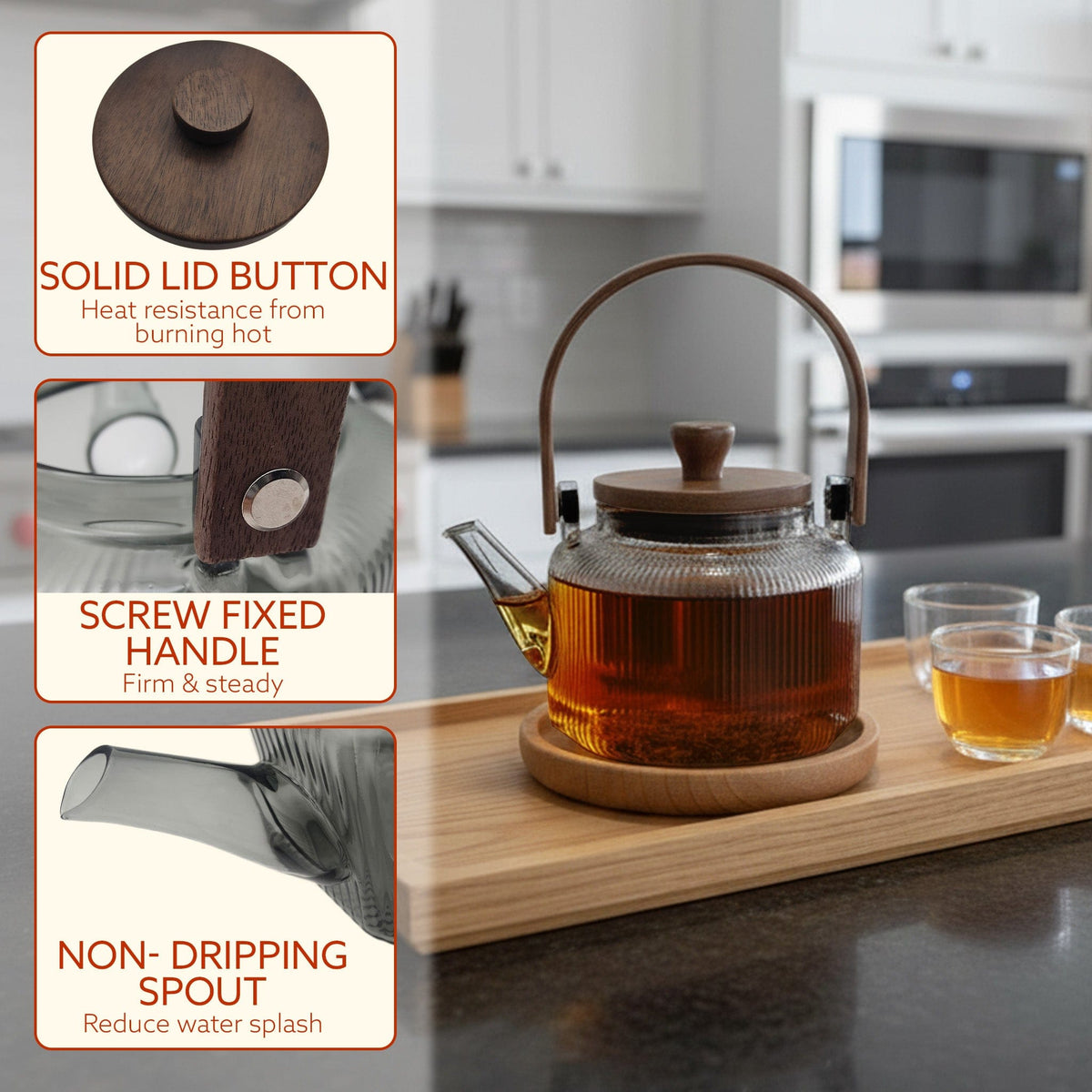 Elite 600ml Borosilicate Glass Kettle | Heat Resistant, Stovetop & Microwave Safe, Durable Clear Glass for Tea, Coffee, Water & Hot Beverages