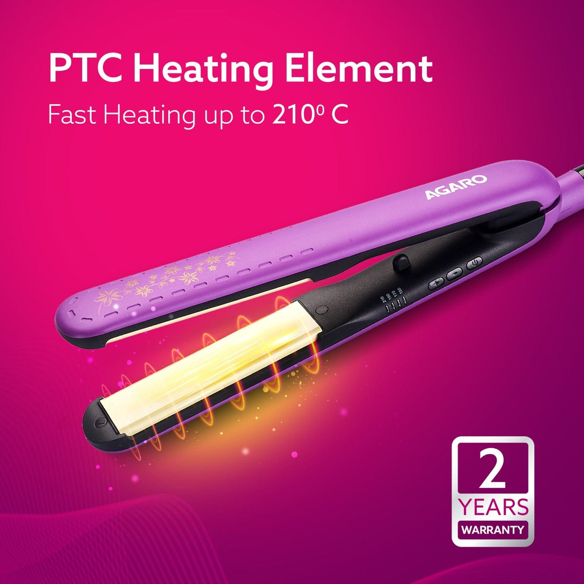 Hair Straightener, Keratin Infused Ceramic Coated Titanium Plates, Fast Heating, 4 Temperature Settings, Hair Straightening, Hair Styling For Women, Purple