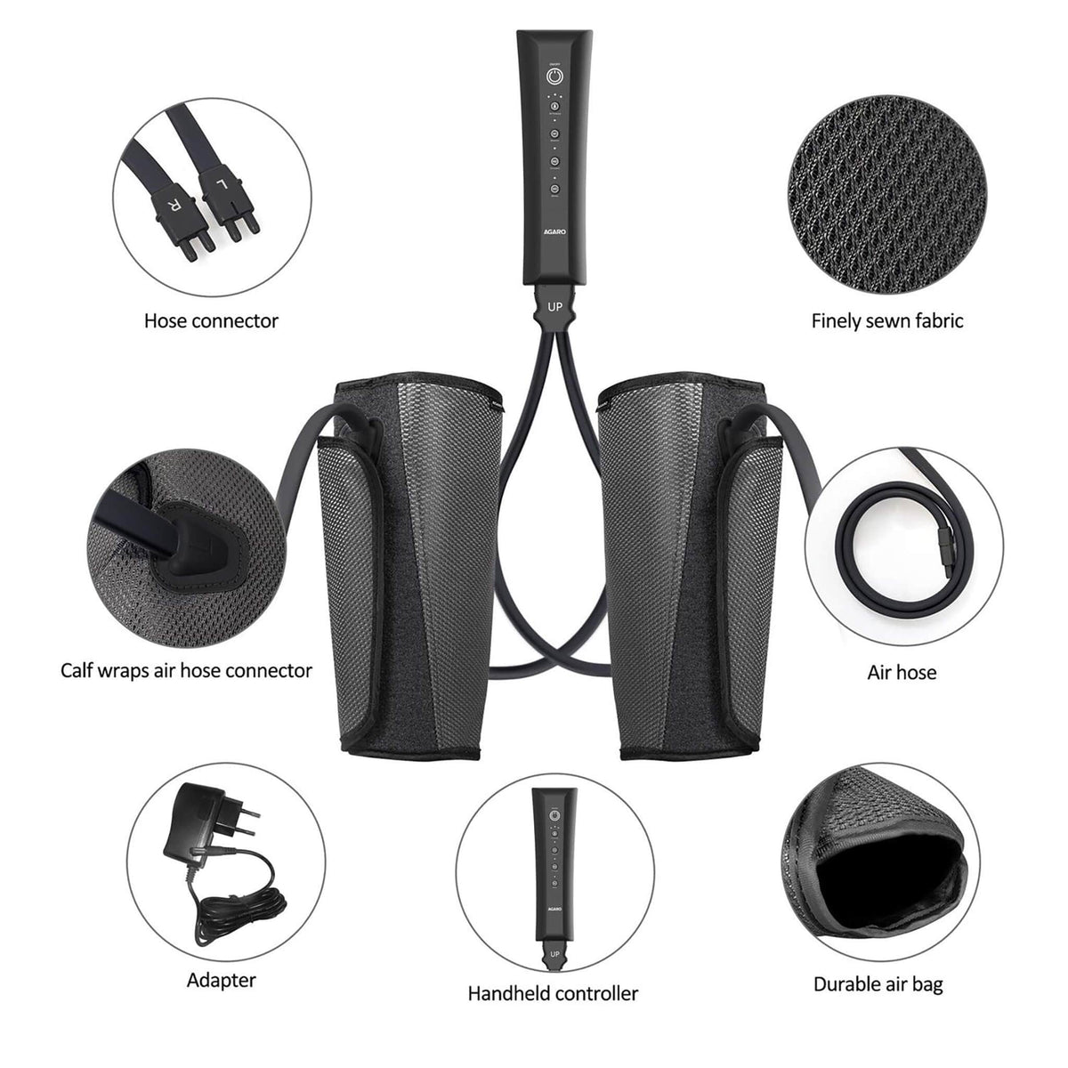 Air Compression Leg Massager- (Black)