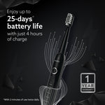 COSMIC ADVANCE Sonic Electric Tooth Brush For Adults With 5 Modes, 2 Brush Heads & Rechargeable With 4 Hours Charge Lasting Up To 25 Days, Power Toothbrush, (Black)