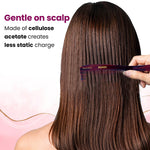 AGARO Hand Made Cellulose Acetate Comb HMC79, All Fine Tooth Dressing Comb, Smooth Rounded Teeth, Hair Styling, Hair Brushing, Hair Dressing, Brown