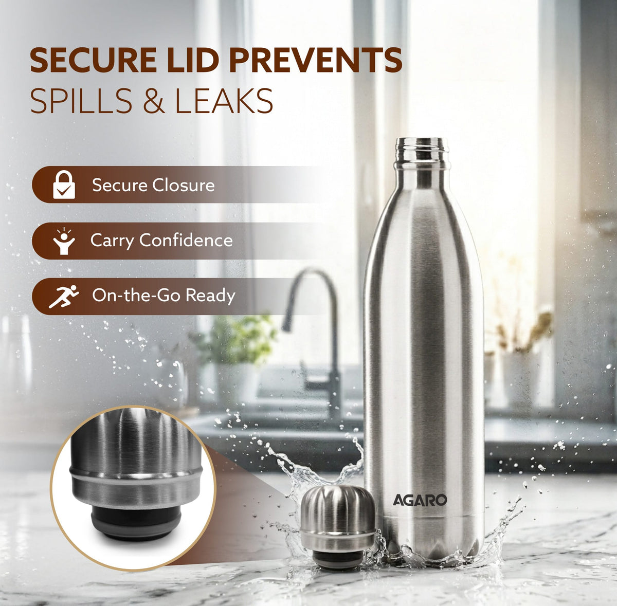 Royal Stainless Steel Flask, 1000ml, Up to 24 Hrs Hot & Cold, ISI Certified, Triple Wall Vacuum Insulated, Leak-Proof, BPA & Rust Free, 1 Year Warranty, for Travel, Office & Outdoor Use