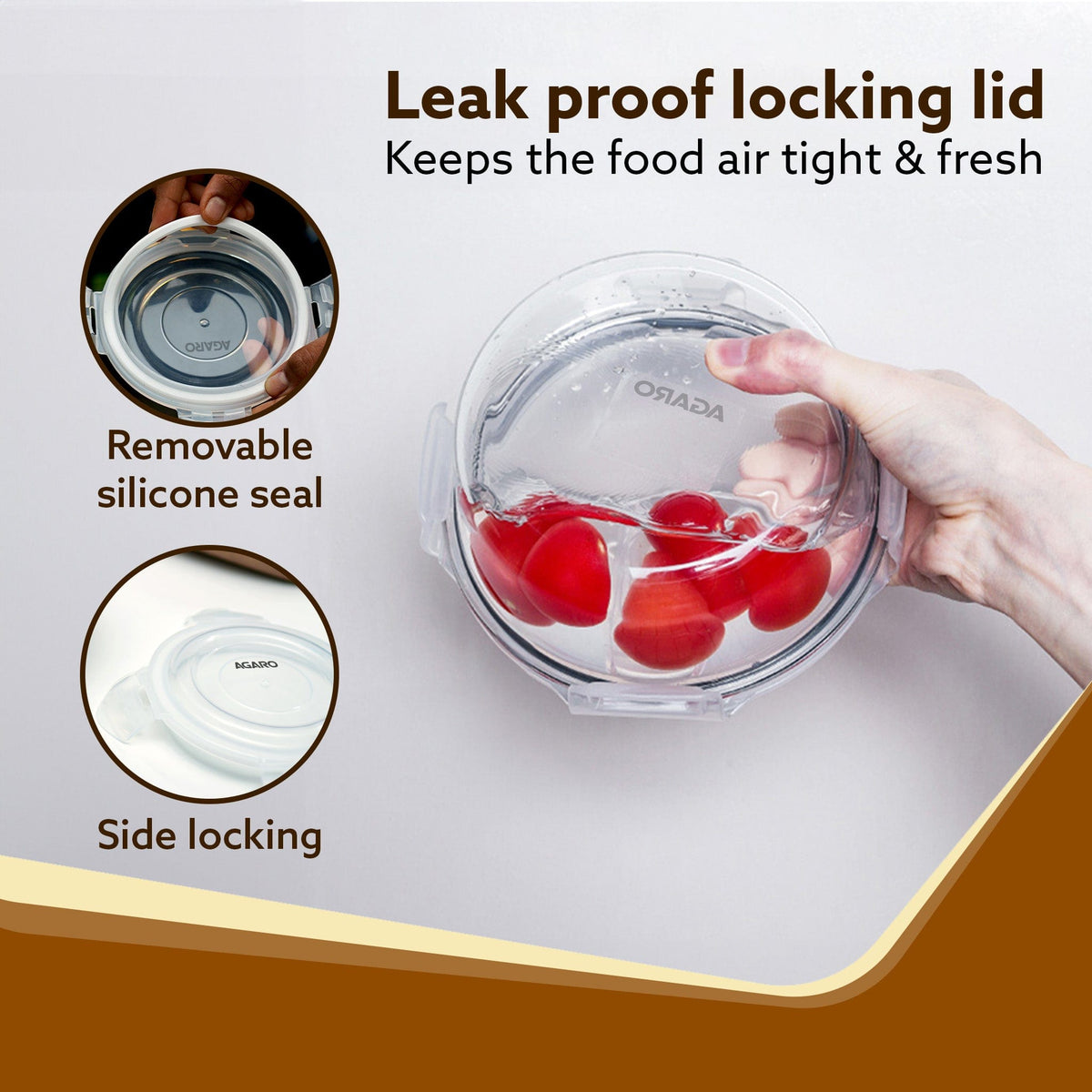 Elite Lunch Box, Set  of 3 With Lunch Bag, Round Shaped, Borosilicate Glass, Leakproof & Airtight Locking Lids, Microwave & Freezer Safe,  Office Lunch Box Set, Transparent, Set of 3 ƒ?? 400ml+400ml +400ml
