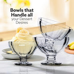 Glass Elegant Ice Cream Bowl 140ml Set of 6, Ice Cream Bowl, Dessert Cup for Sundae, Sweets, Snacks, Fruit, Pudding, Nuts Or Dip, Serving Bowls, Tableware Set, Transparent