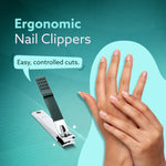 4-in-1 Nail Clipper Set – Manicure & Pedicure Kit with Fingernail & Toenail Clippers, Premium Glass Nail File, Ergonomic Non-Slip Grip, Travel Case for Men & Women (Dark Green)