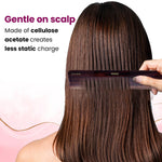 AGARO Hand Made Cellulose Acetate Comb HMC71, All Fine Tooth Dressing Comb, Smooth Rounded Teeth, Hair Styling, Hair Brushing, Hair Dressing, Brown