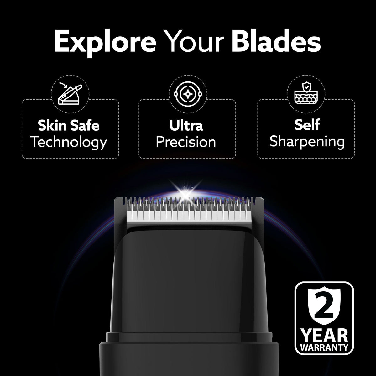 Beard Trimmer MT7007, 60 mins run time with Type C, 2pcs limit comb - 1mm & 3mm, Protective Cap, Washable Trimmer Head | Trimmer for Men