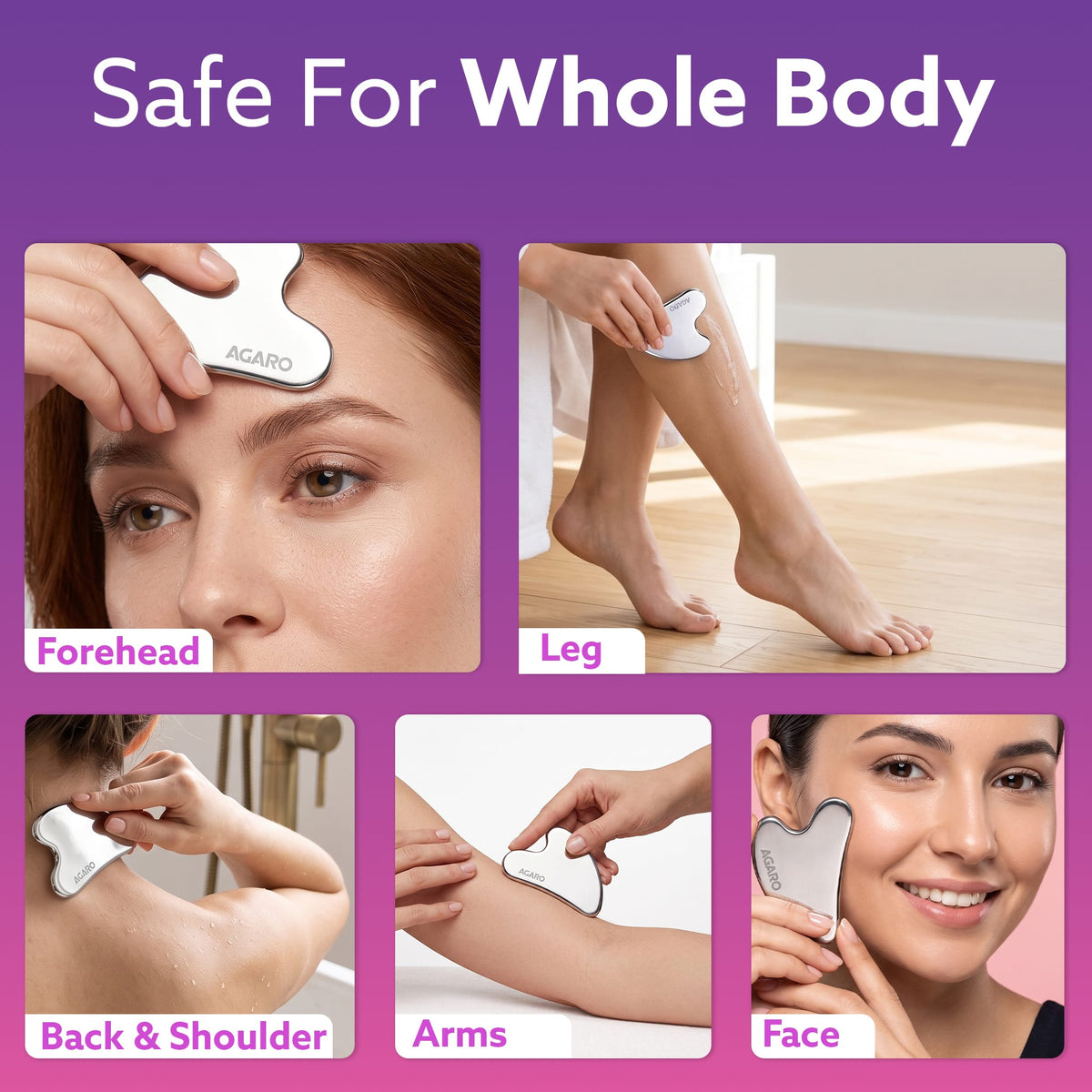 Premium Stainless Steel Gua Sha Tool – Facial Massager for Face, Neck & Eyes, Tightens Skin, Reduces Wrinkles & Relaxes Muscles, improve circulation, reduce puffiness, enhance skin elasticity