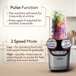 Marvel Nutri Blender, BPA Free 2 Tritan Jars, 1000W, 100% Copper Motor, 2 Speed Modes with Pulse, Detachable Base, Stainless Steel Blades, Blend, Mix, Grind, Smoothie, Juice Maker, Black