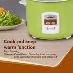 Marvel Electric Rice Cooker, 1.8L, 700W, Automatic Boiler, Steamer, Removable Aluminium Pot, Stainless Steel Lid, Keep Warm Function, Trivet Plate, Rice, Veggies, Green