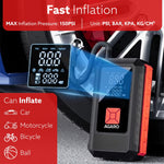 Regal Tyre inflator & Jump Starter, For Cars & Bikes, 12V, Upto 150 PSI, 10000 mAH Powerful Battery, LED Light, Digital Display, Multiple Nozzles