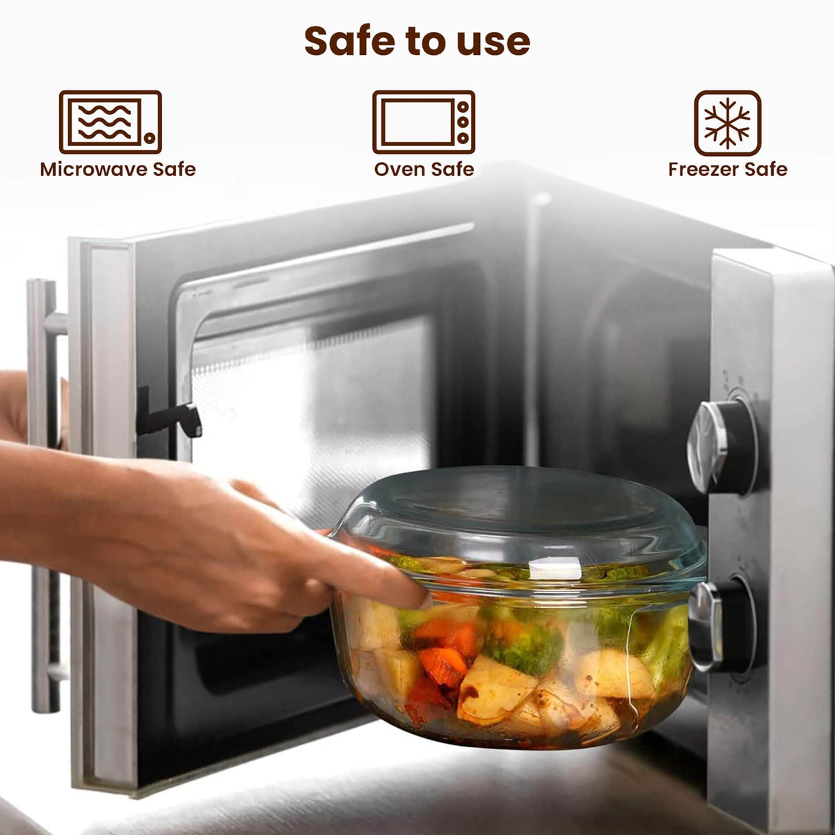 Elite Glass Casseroles With Lid - Set of 2 - 700, 1500 ml