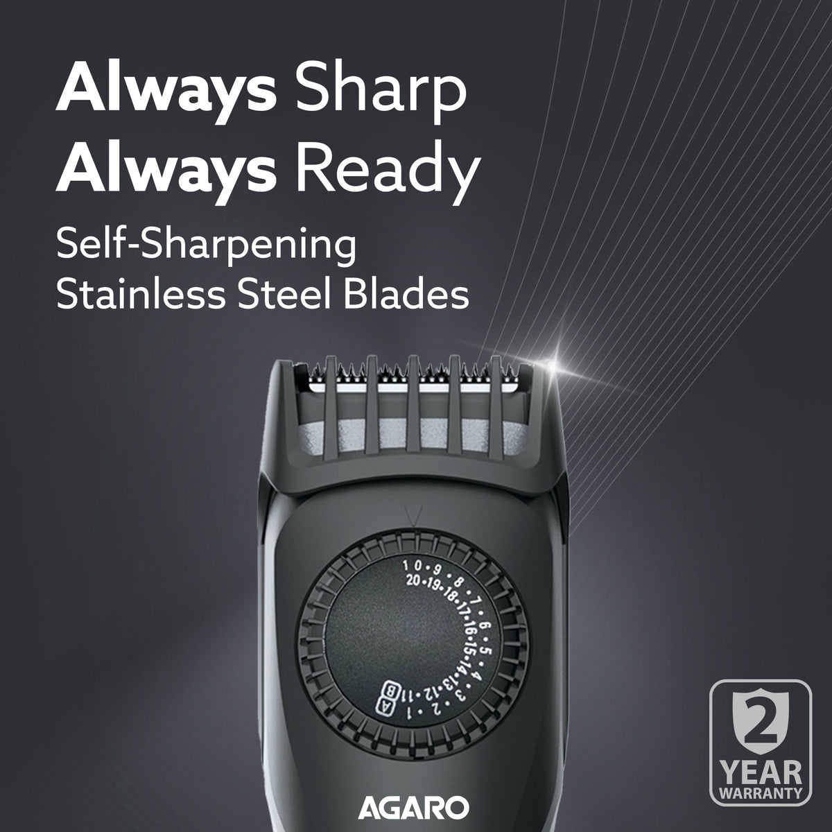 Beard Trimmer MT2525, Cordless ElectricBeard_Trimmer with Precision Dial, USB Rechargeable, 20 Length Settings Mustache Trimmer for Mens Gifts