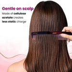 AGARO Hand Made Cellulose Acetate Comb HMC75, All Fine Tooth Dressing Comb, Smooth Rounded Teeth, Hair Styling, Hair Brushing, Hair Dressing, Brown