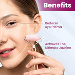 4-In-1 Electric Rose Quartz Face Roller with Gua Sha, Facial Roller Kit for Face, Eye, Neck, Anti-Aging Facial Massager for Anti-Wrinkles, Skin Firming and Lifting (Rose Gold)
