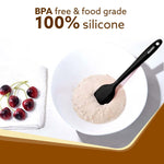 Deluxe Silicone Spatula Set of 3, Cooking and Mixing, for Non-Stick Cookware, BPA Free, Seamless Design, Black