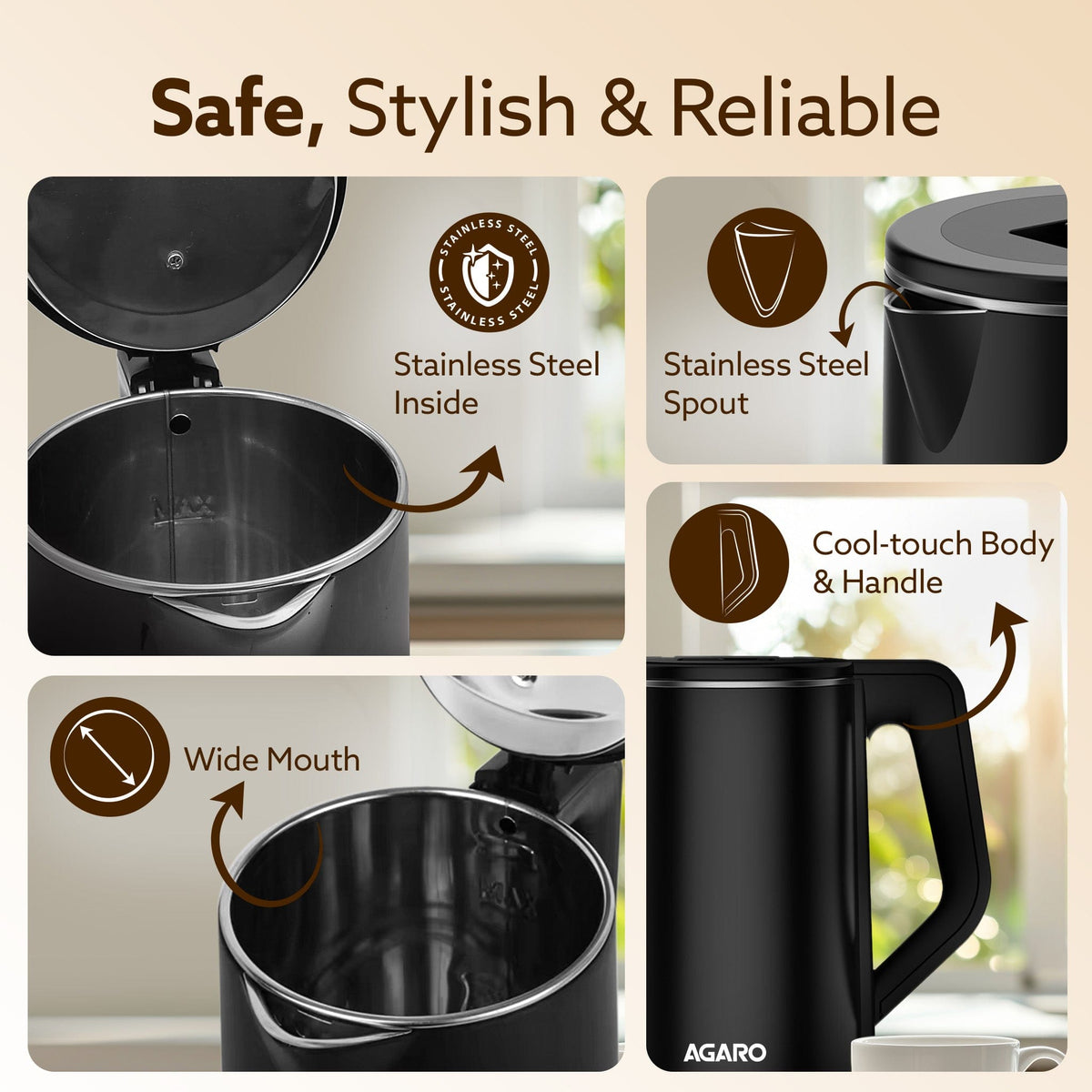 Elegant Electric Kettle  - 1.8L - Black |  Buy Electric Kettles Online in India at Best Price