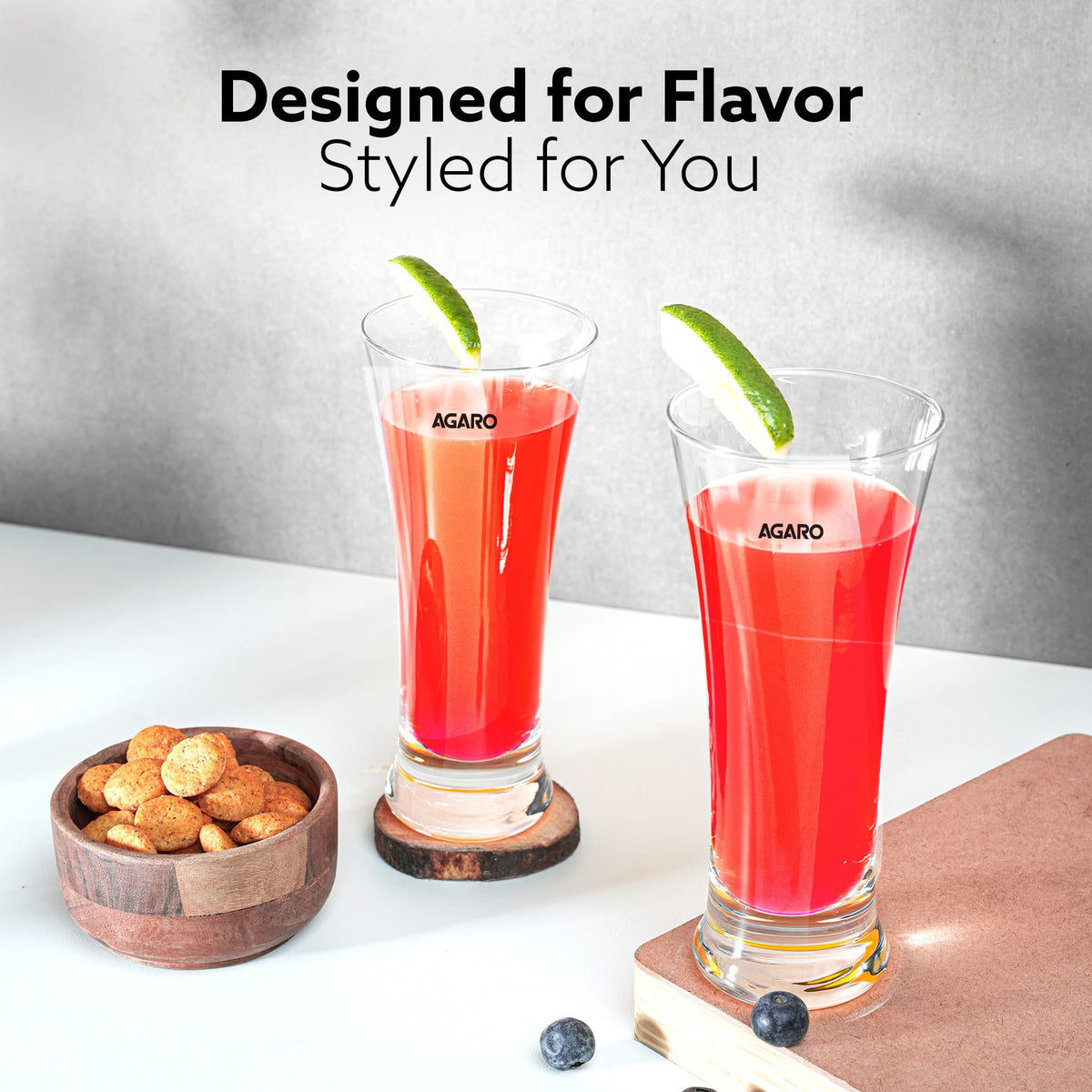 Elegant Pilsner Highball Glass, 330ml Each, Set of 6