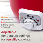 Regal Electric Multi Cooking Pot, 3L, 1200W, Automatic Boiler, Steamer, Fryer, Aluminium Pot, Glass Lid, Adjustable Temperature Control, Keep Warm, Rice, Veggies, Red